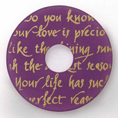 Acryl Scheibe Gedicht 28mm violett Goldschrift