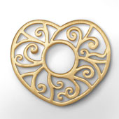 Scheibe Fleur Herz 20x28mm plattiert