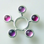 Scheibe 5 Glas-Steine rosa rot
