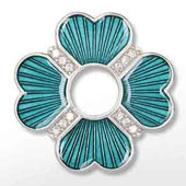 Kleeblatt mit Zirkonia petrol 26mm