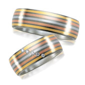 Titanringe 50970/51011 Rotgold/Gelbgold/Platin